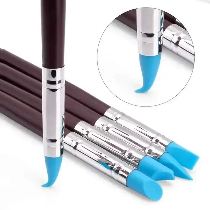 5 pièces/ensemble outils de Sculpture en argile de Silicone pour la modélisation des pinceaux pointage Nail Art poterie