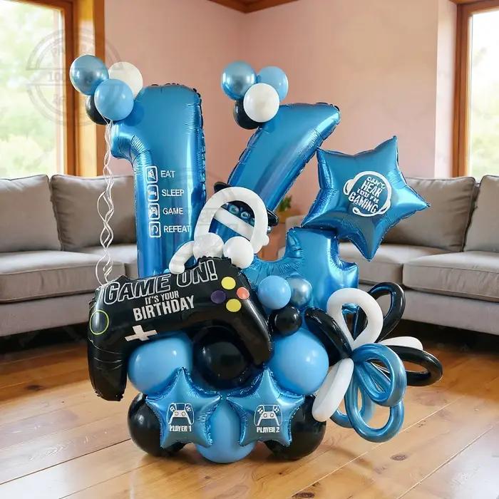 Ensemble d'anniversaire de jeu 48 pièces, adapté aux fêtes d'anniversaire, décorations de fête de jeu, fournitures de fête à thème de jeu