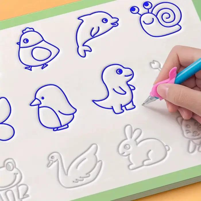 1PC Cahier Magique à Rainures pour Enfants, Livre de Dessin pour la Maternelle (3-8 Ans), Cahier de Pratique de Base pour le Dessin des Enfants