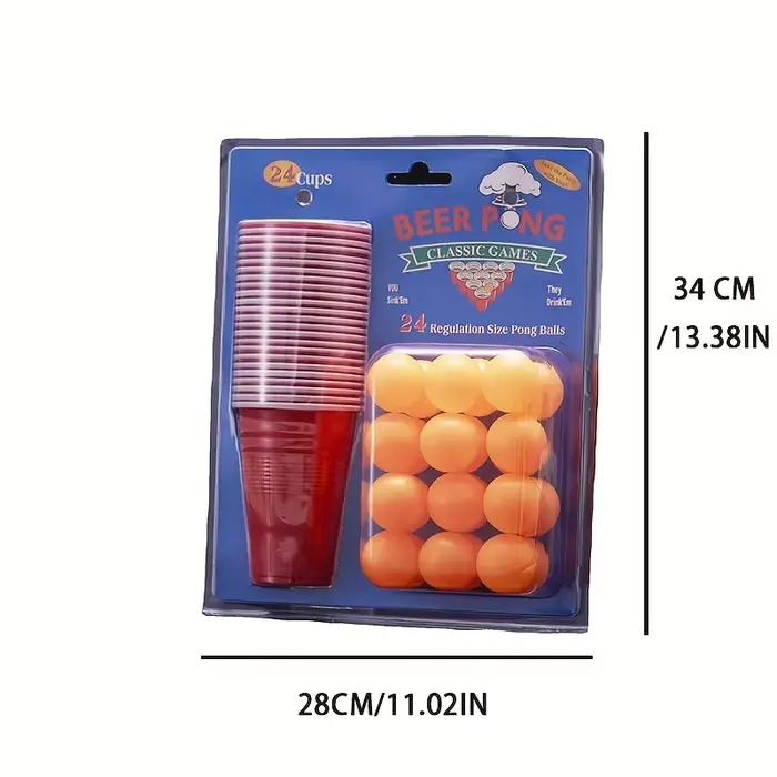 24 gobelets de jeu Beer Pong pour jeux de boisson en plein air, fêtes de camping, fournitures de jeu de bar de Noël, jeux de loisirs en plein air