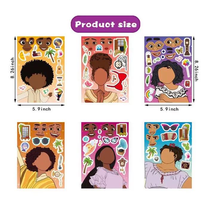 Feuilles d'autocollants Disney Encanto pour faire un visage Puzzle autocollants enfants bricolage assembler Puzzle décalcomanies enfants jouets éducatifs occasions spéciales