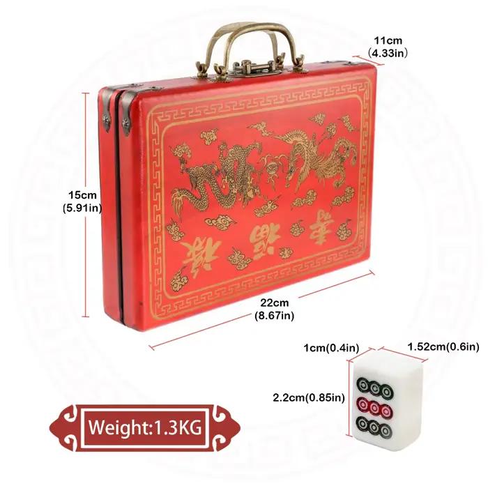 Jeu de Mahjong Chinois Vintage Traditionnel avec 144 Tuiles