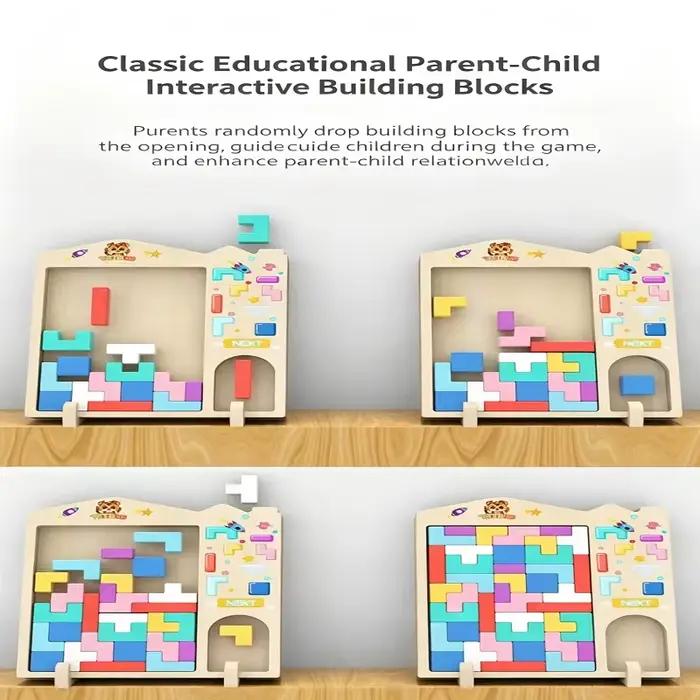 Les activités parent-enfant avec des blocs de construction Tetris développent la pensée cérébrale et entraînent les enfants à résoudre des puzzles.