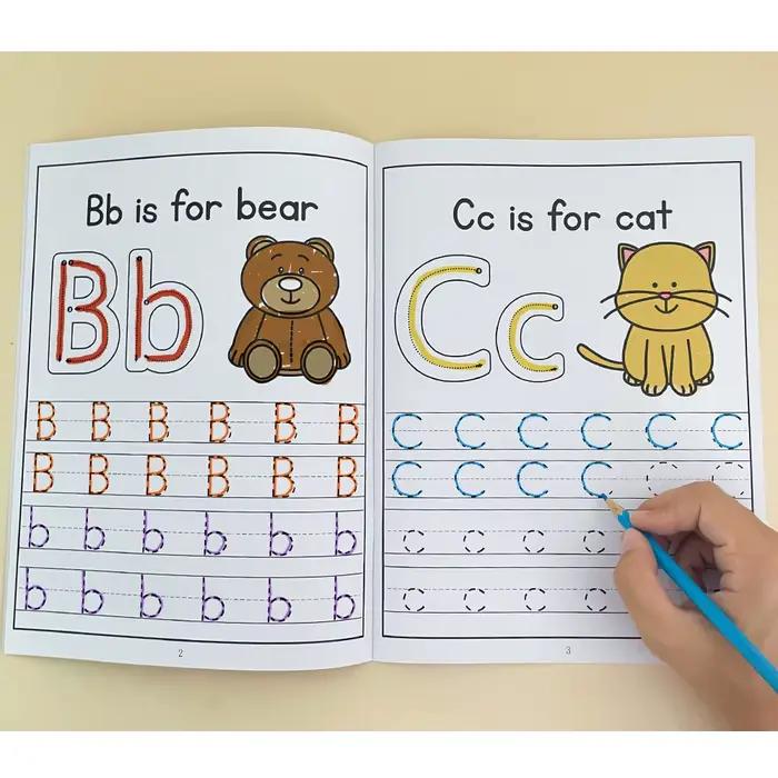 Cartes de traçage A-Z, cahier d'exercices d'écriture et de coloriage majuscules et minuscules