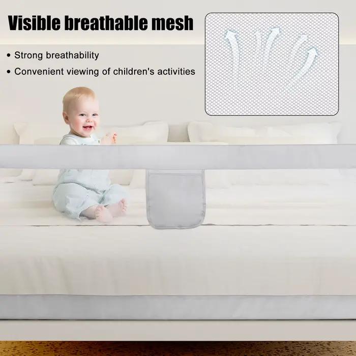 Barrière de lit en fer réglable en hauteur pour enfants 7-12 mois anti-chute filet aéré stable et facile à monter occasions spéciales chambre à coucher