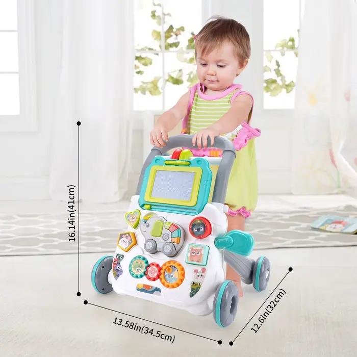 Trotteur musical multifonctionnel pour bébé avec tableau de dessin