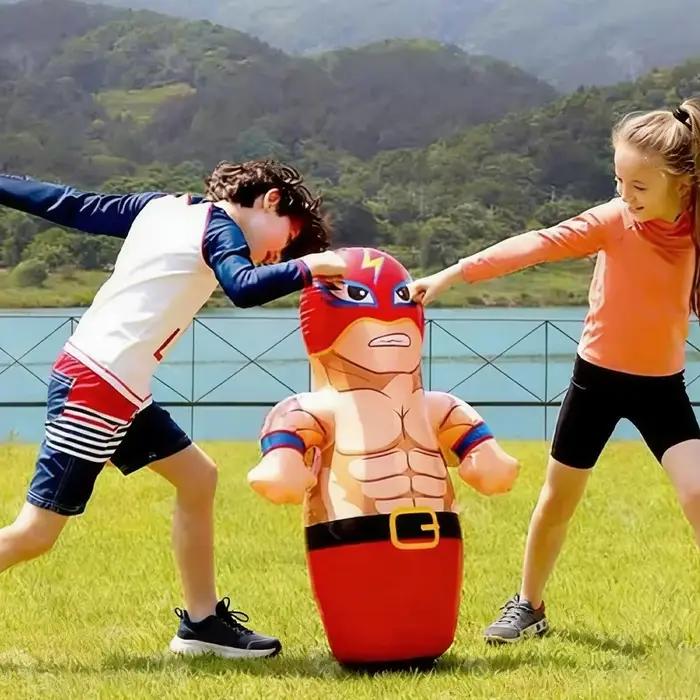 Sac de frappe gonflable sur pied, jouet de boxe pour enfants, jeu de combat gonflable pour garçons et filles
