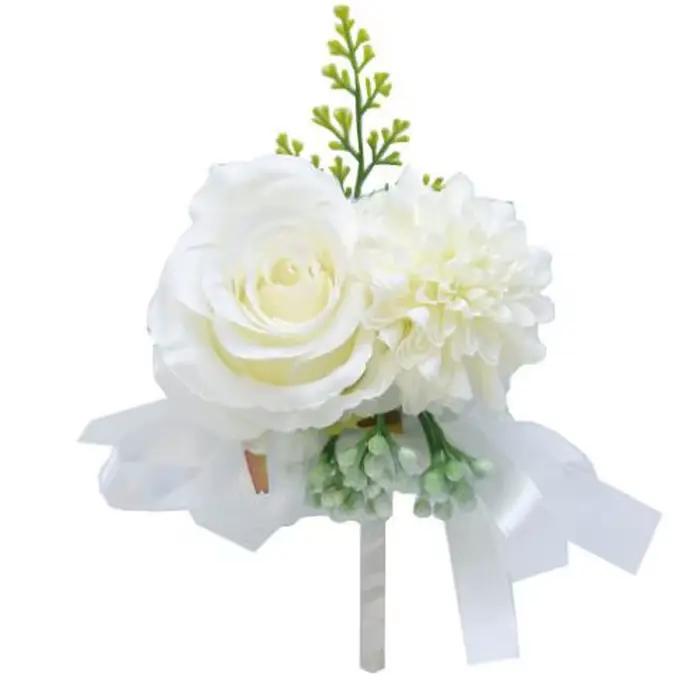Bouquet de Mariage Bleu avec Fleurs pour Demoiselle d'Honneur, Patients Artificiels, l's