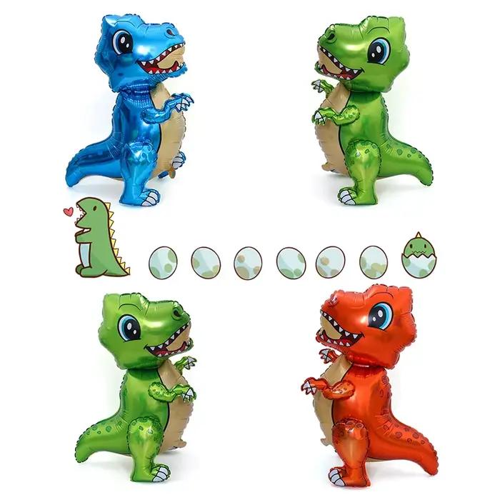 1 pièce Ballon en aluminium 3D en forme de dinosaure T-Rex de dessin animé, pour décoration de fête, anniversaire d'enfants, jouet à assembler mignon