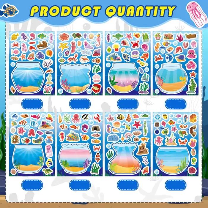 8/16 feuilles d'autocollants décoratifs marins pour baignoire