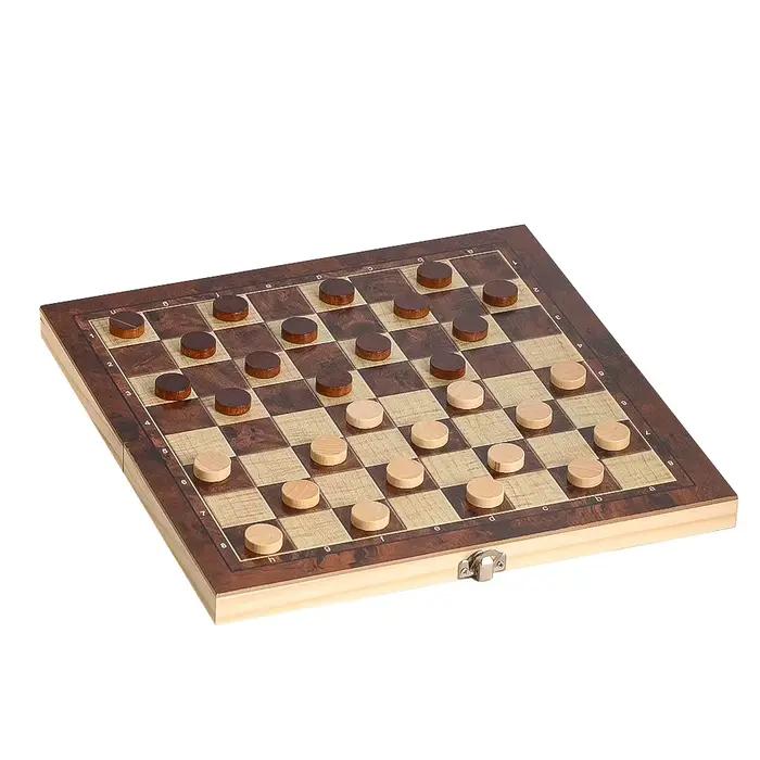 Jeu de Backgammon et d'échecs en bois 3 en 1