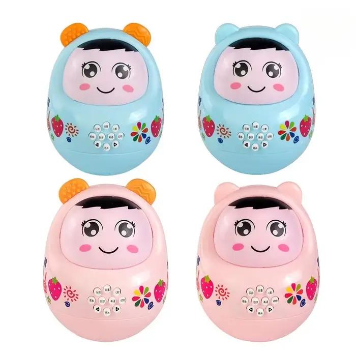 Machine à histoires Roly Poly Tumbler bleu clair pour enfants, jouet éducatif multifonctionnel avec comptes-rendus