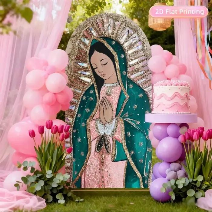 VIKAMA Portrait de Notre-Dame de Guadalupe avec un arrière-plan en arche élégant - Parfait pour les mariages et la décoration des fêtes - Décoration murale