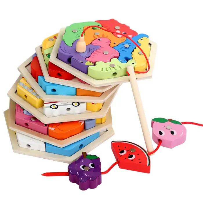 Jouets de pêche magnétiques en bois Montessori