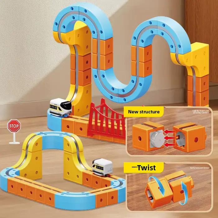 Jouet de train magnétique pour enfants, blocs de construction éducatifs DIY, circuit magique, labyrinthe de gravité, cadeau de Noël et d'anniversaire