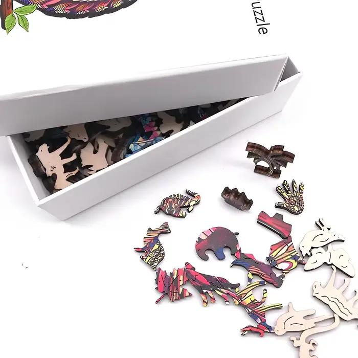Puzzles uniques en bois avec arbre de vie – Puzzle irrégulier en forme d'animal