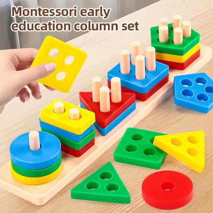 Ensemble de jouets de blocs à assembler de formes géométriques | Jouet éducatif précoce pour nourrissons de 0 à 3 ans |