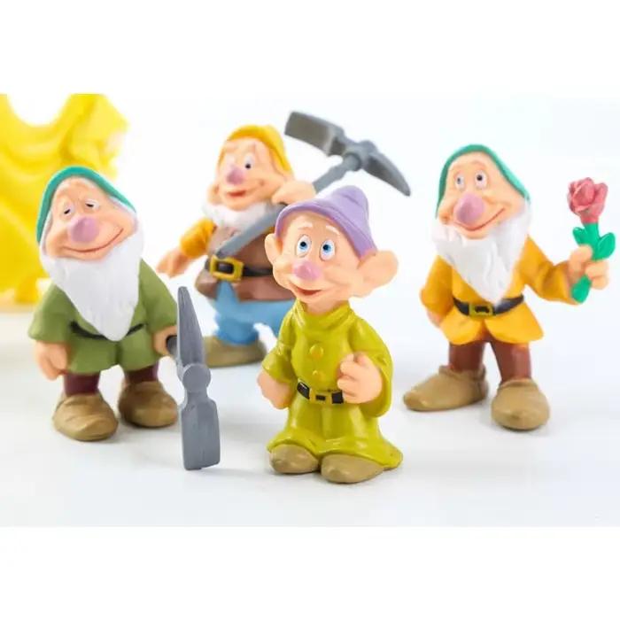 Ensemble de figurines de princesse Disney Blanche-Neige, 8 pièces, modèle de poupée de dessin animé mignon, décoration de bureau, jouet de jeu compatible avec les principales marques