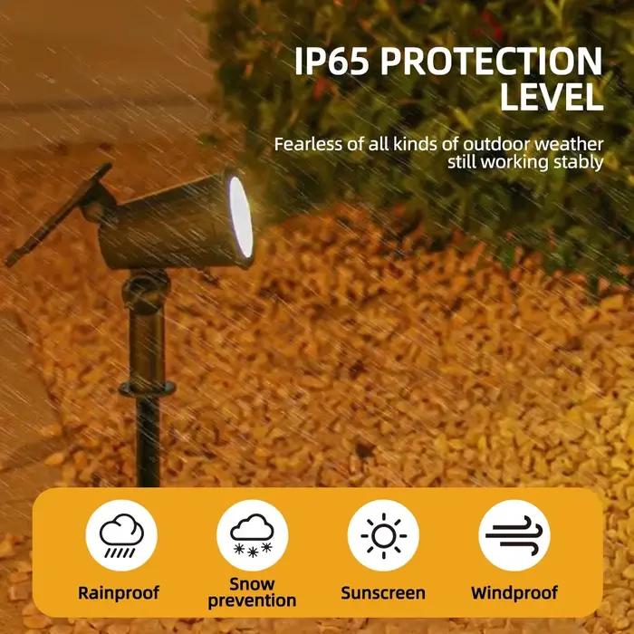 Spot Lumineux Solaire à 9 LED, Imperméable Conforme à la Norme IP65, Éclairage d'Extérieur RGB, Luminosité Réglable, Idéal pour un Jardin, une Cour ou des Palmiers