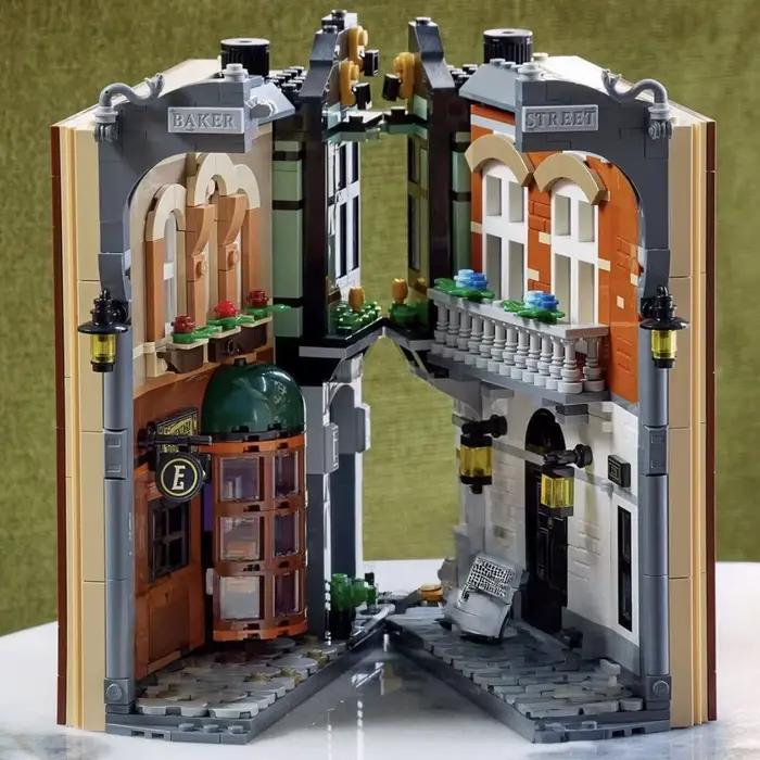 Hot Toys 2026 Nouvelle série Street View 1359 pièces Sherlock Holmes Décor de bibliothèque en forme de livre Jouet de construction Cadeau