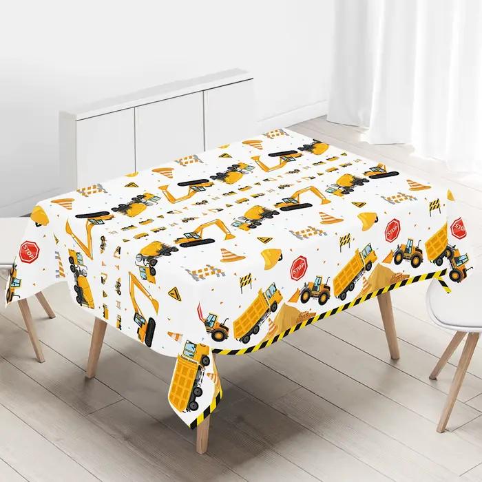 Nappe jetable en plastique à motif de camion excavateur