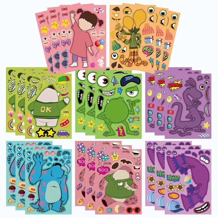 8/16 feuilles Disney monstres université enfants Puzzle autocollants faire un visage drôle assembler