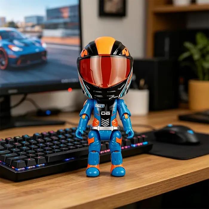 Figurine de motard en alliage Q à l'échelle 1:12, articulations flexibles pour diverses postures de conduite, casque, ornements de bureau pour enfants