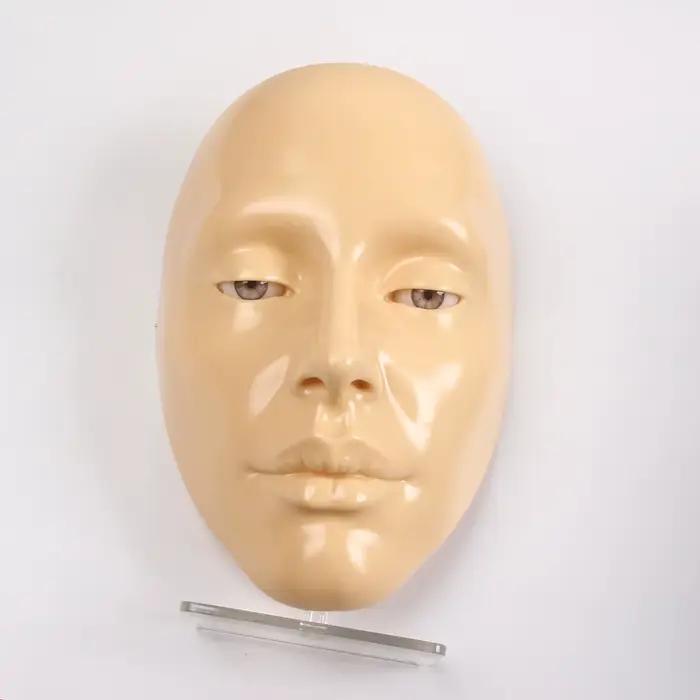Modèle d'entraînement complet pour le maquillage du visage, mannequin en silicone 5D avec peau bionique, yeux, sourcils, cils et fard à paupières pour débutants en maquillage