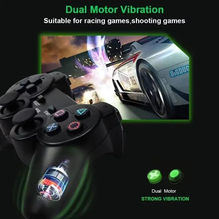 Manette de jeu sans fil pour PS2/PS1, contrôleur pour console Playstation 2 2.4G avec vibration, joystick double choc, contrôleur de jeu USB pour PC