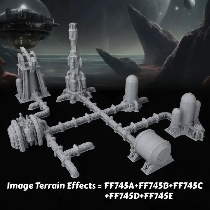Ensemble de terrains industriels de science-fiction pour jeux de rôle