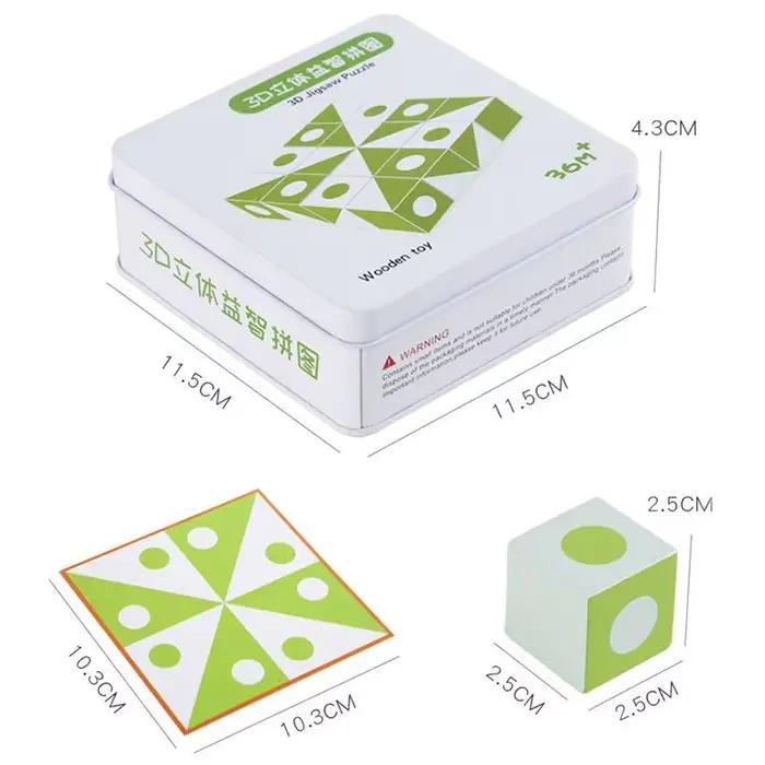 Puzzle 3D en bois forme géométrique jeu logique éducatif pour enfants adolescent occasions spéciales blanc bleu vert