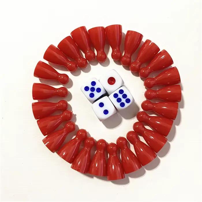 24 pièces Chessman + 4 pièces dés en plastique pattes humaines pièces de jeu pour jeux de société marqueurs de table composants