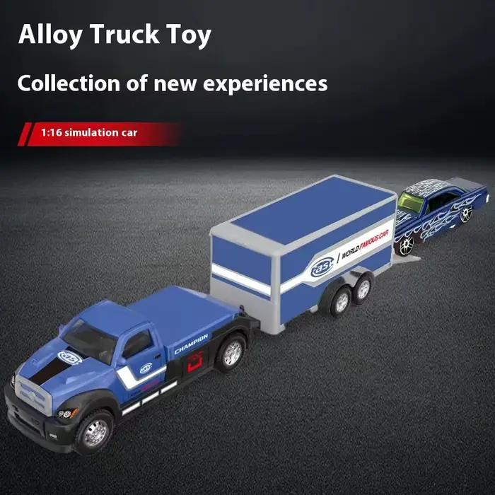 Modèle de camion de remorquage à rampe en alliage pour enfants avec puissance rétro-action amusante