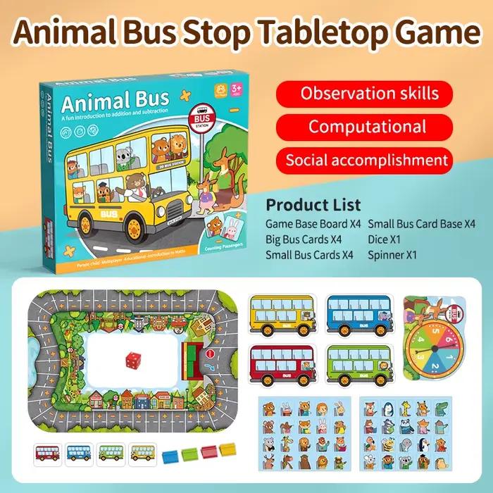 Jeu de société à plateforme de Bus Animal Montessori