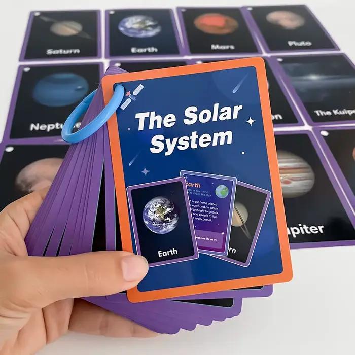 Cartes flash anglaises du système solaire, 15 pièces, pour enfants et bébés, planètes spatiaux Double face, astronomie, Science, cartes d'apprentissage éducatif