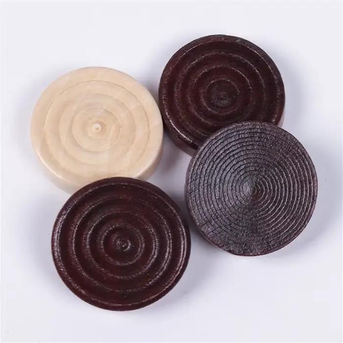 24 pièces/ensemble jetons en bois pièces de dames rondes pour accessoires de jeu d'échecs Backgammon