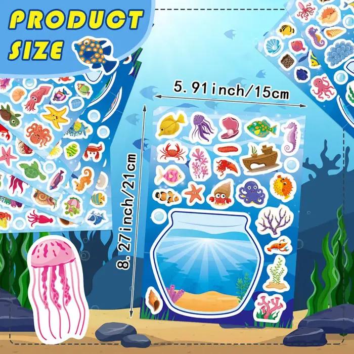 8/16 feuilles d'autocollants décoratifs marins pour baignoire