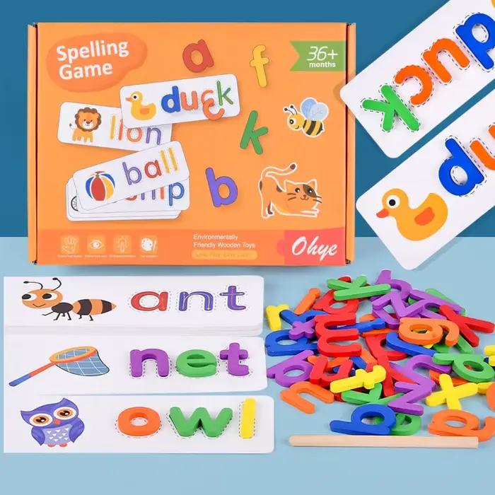 26 cartes de cognition des lettres anglaises, jeu d'orthographe et d'association, jouets éducatifs pour enfants, jeu de table