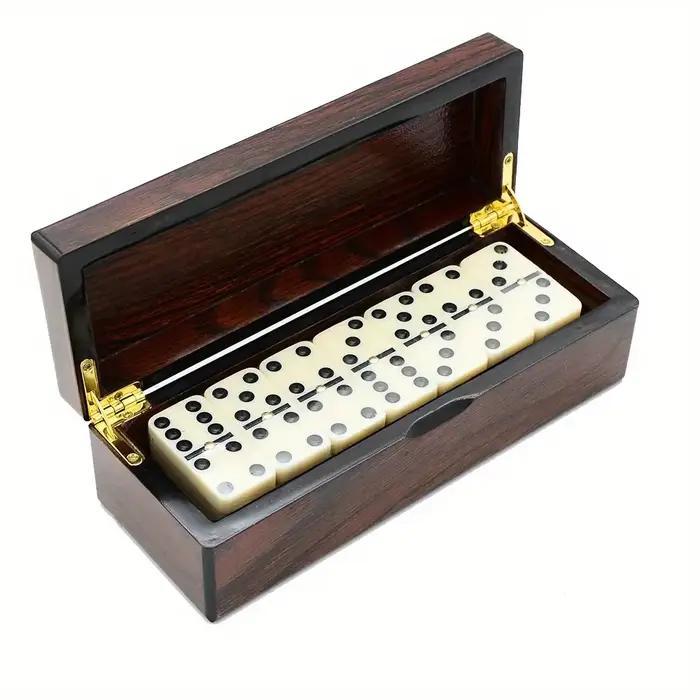 [Ensemble de jeu de dominos en bois] 28 pièces Double Six dominos-boîte