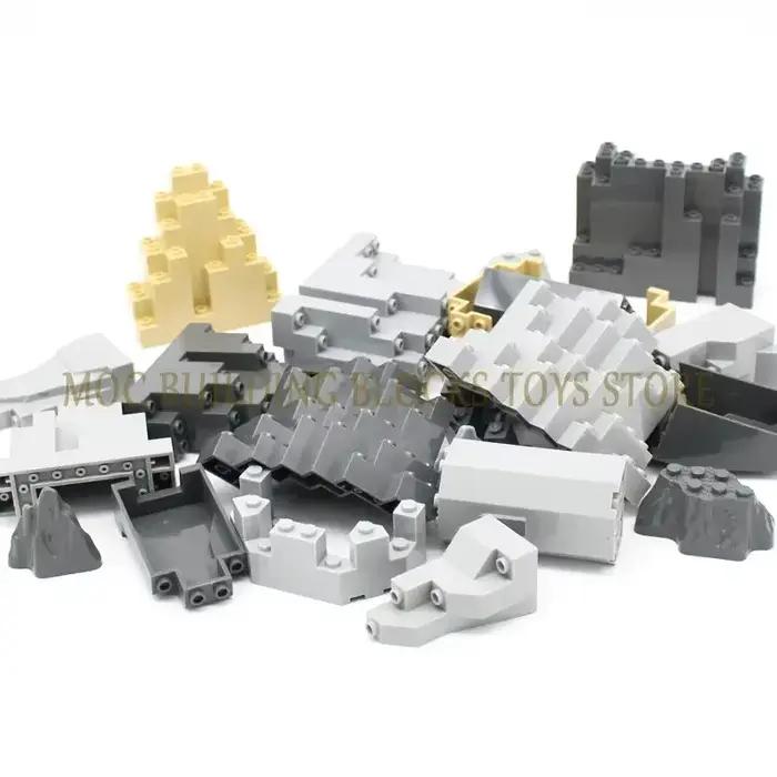 Blocs de Construction Plastique ABS Brique Roche Triangulaire Rocaille Pierre Mur Dalle Barbacan Rampart Montagne Blocs de Construction Compatible Avec Lego Occasions Spéciales