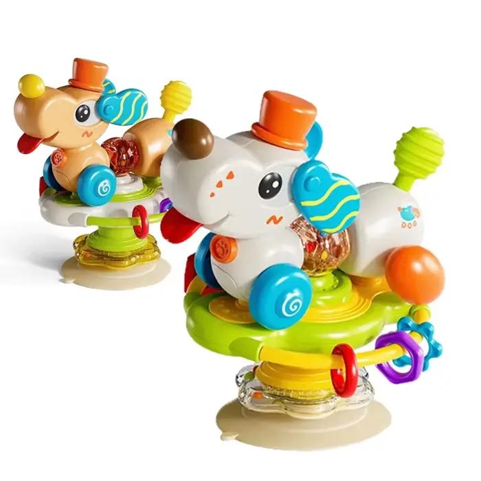 Chaise haute multifonctionnelle pour bébé – Adorable design chien avec volant rotatif et ventouse