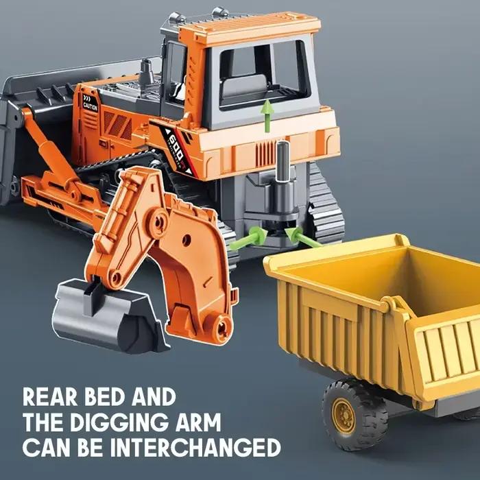 Pelle chariot élévateur ingénierie camion tracteur modèle voiture en plastique moulé sous pression Double tête Bulldozer jouet voiture véhicule inertiel garçon jouet