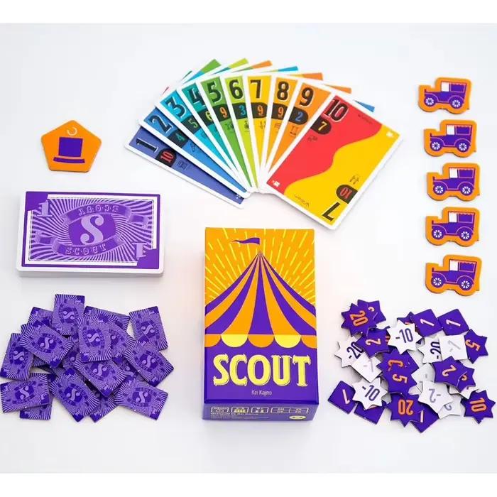 Jeu de cartes Scout 2026 pour 2 à 5 joueurs • Jeu de société familial amusant sur le thème du cirque