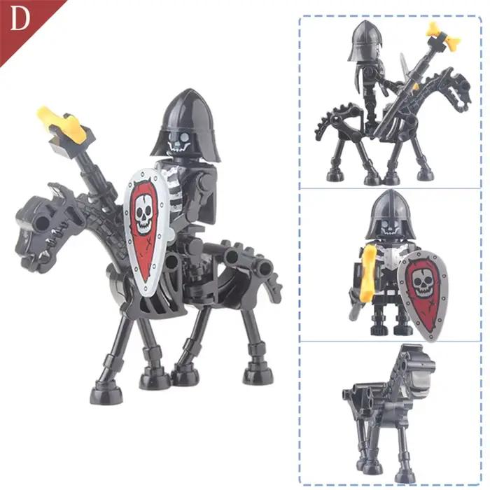 Squelette château médiéval chevalier guerriers horaires des animaux blocs de construction chanteur héros bricolage Collection jouet pour garçons cadeaux
