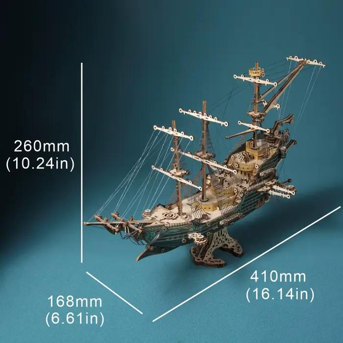 Kits de puzzle en bois 3D, mystères Steampunk, bateau pirate du futur, jouet d'assemblage, bateau pirate en bois pour adultes et enfants, cadeau d'anniversaire