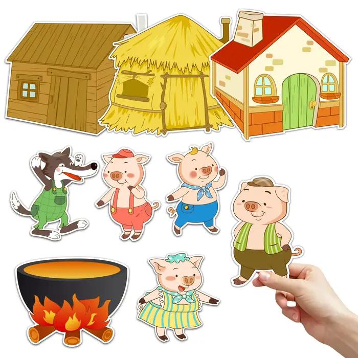 Ensemble d'histoires en feutre Les Trois Petits Cochons