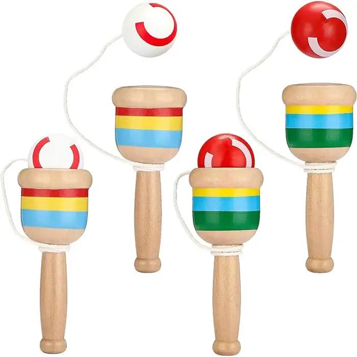 Jeu de lancer et d'attraper en bois avec cible à billes, jouet éducatif pour la coordination œil-main, nouveauté amusante pour adolescents, enfants, garçons et filles