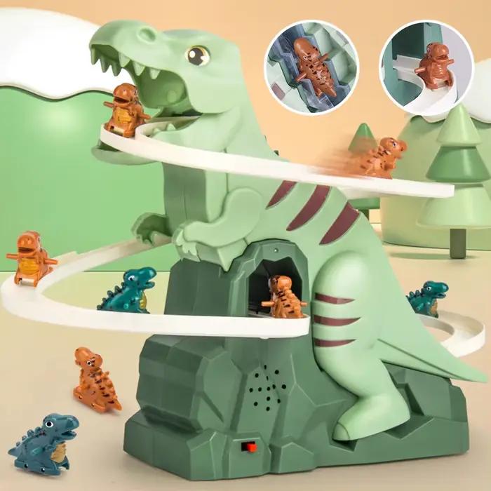 Jouet musical coulissant d'escalade dinosaure avec 3 dinosaures
