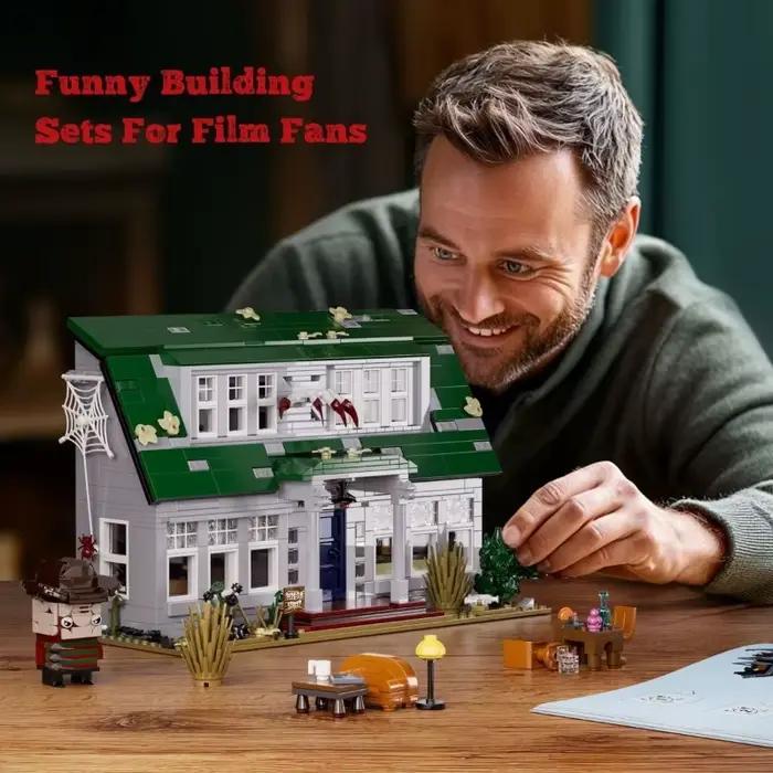 Modèle de construction de villa en blocs, Ornement de maison de simulation, Décoration de collection artisanale, Cadeau éducatif à assembler