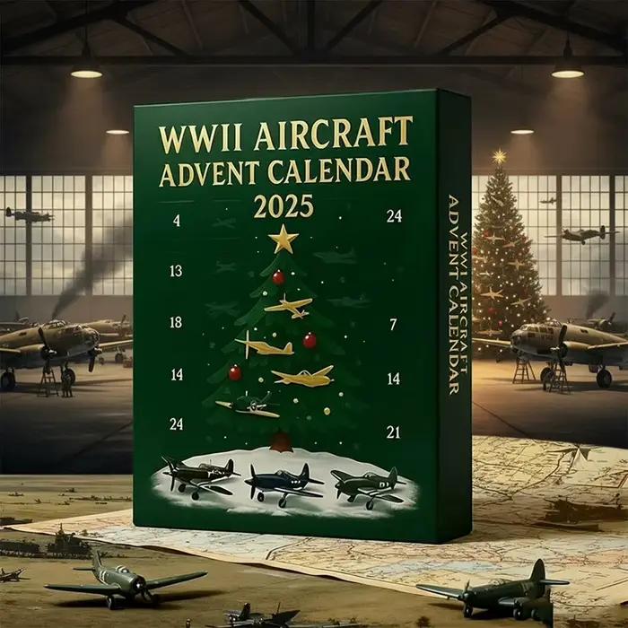 Calendrier des avents des avions 2025 Ornements d'avion 2D à collectionner uniques. Cadeau pour les passionnés d'aviation et les collectionneurs